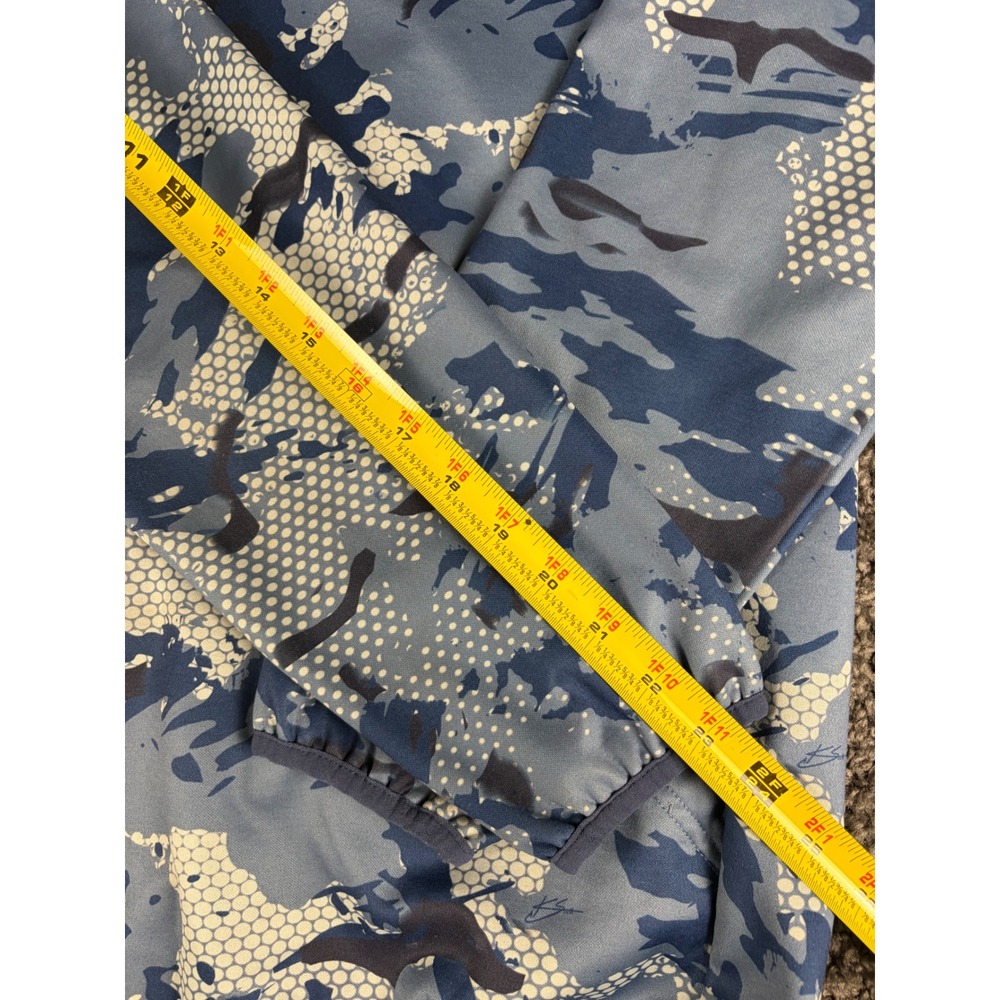 Huk Men Blue Digital Camo Performance Hoodie Pullover Fishing Sweatshirt Medium - Picture 5 of 8